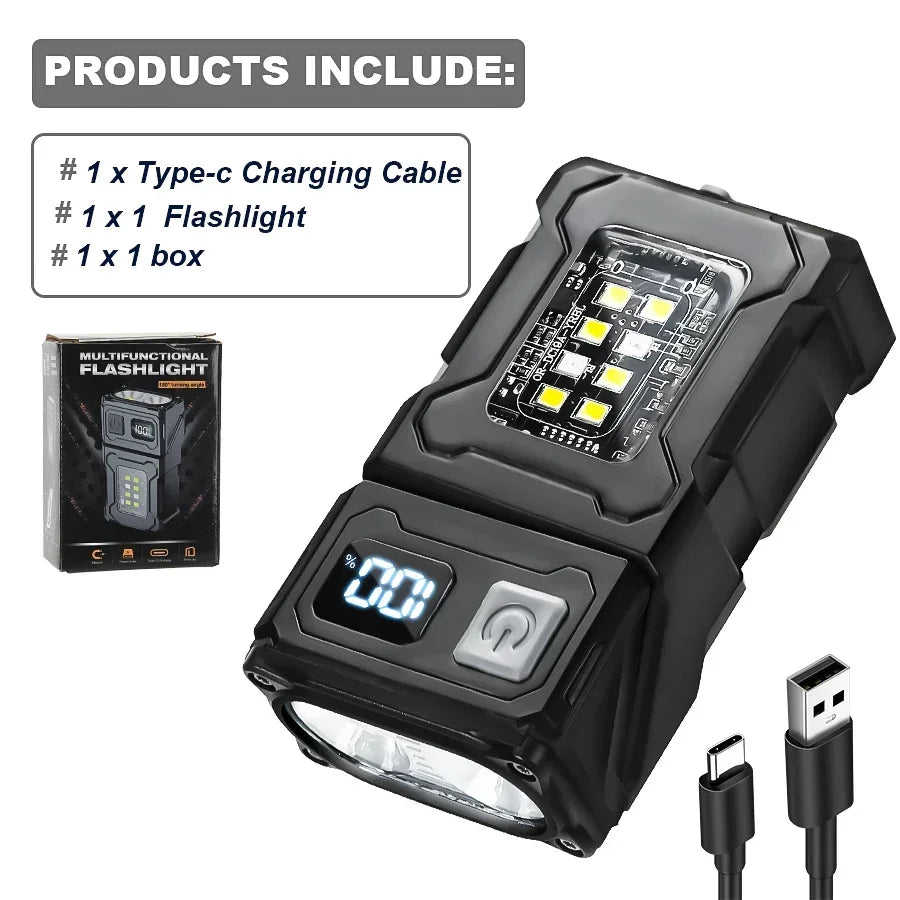 MINI USB Rechargeable LED Flashlight Portable Tail magnet flashlight Super Bright Camping Lantern Side COB emergency light