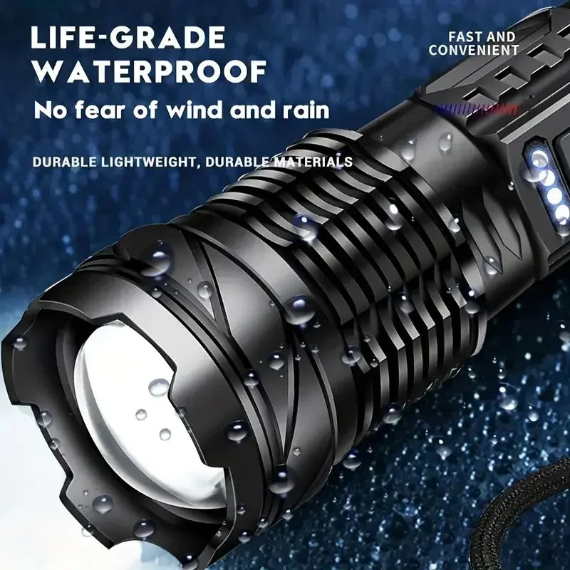 100000LM Powerful LED Flashlight Rechargeable Zoom Tactical Torch 2000M Long Range Powerful Flashlight Fishing Camping Lantern