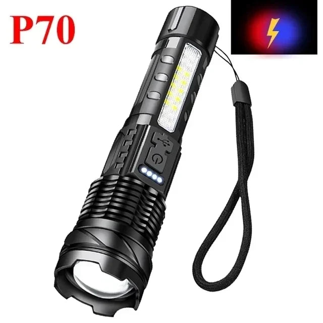 100000LM Powerful LED Flashlight Rechargeable Zoom Tactical Torch 2000M Long Range Powerful Flashlight Fishing Camping Lantern